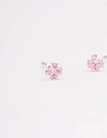 Sterling Silver Pink Pastel Stud Earrings