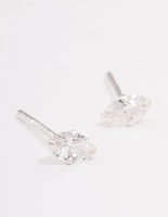 Sterling Silver Oval Cubic Zirconia Stud Earrings