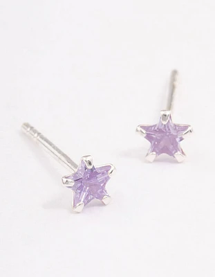 Sterling Silver Cubic Zirconia Star Stud Earrings