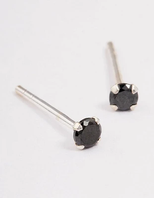 Sterling Silver Black Stud Earrings