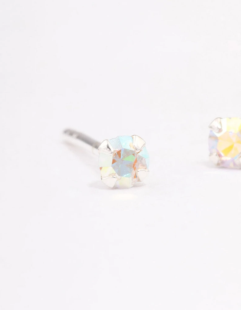 Sterling Silver Baby Pink Stud Earrings