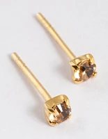 Gold Plated Sterling Silver Diamante Stud Earrings