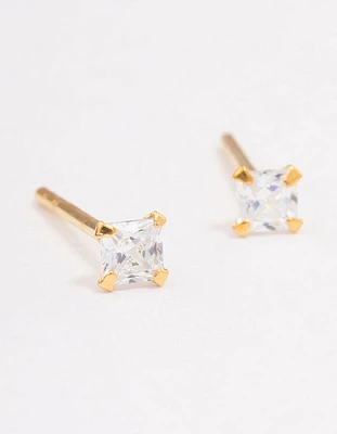 Gold Plated Sterling Silver Baby Pear Cubic Zirconia Stud Earrings