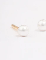 Gold Plated Sterling Silver Pearl Stud Earrings 3mm