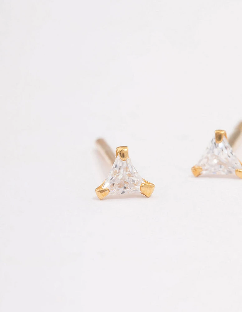 Gold Plated Sterling Silver Baby Triangular Stud Earrings