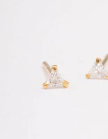 Gold Plated Sterling Silver Baby Triangular Stud Earrings