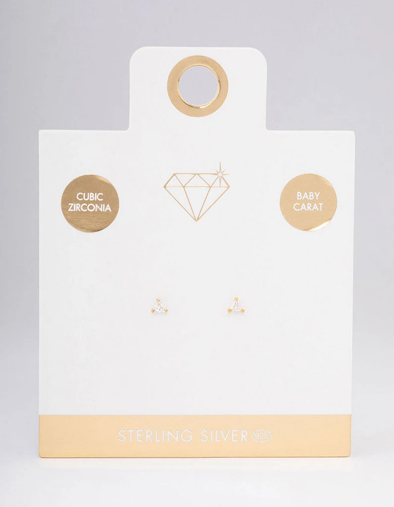 Gold Plated Sterling Silver Baby Triangular Stud Earrings