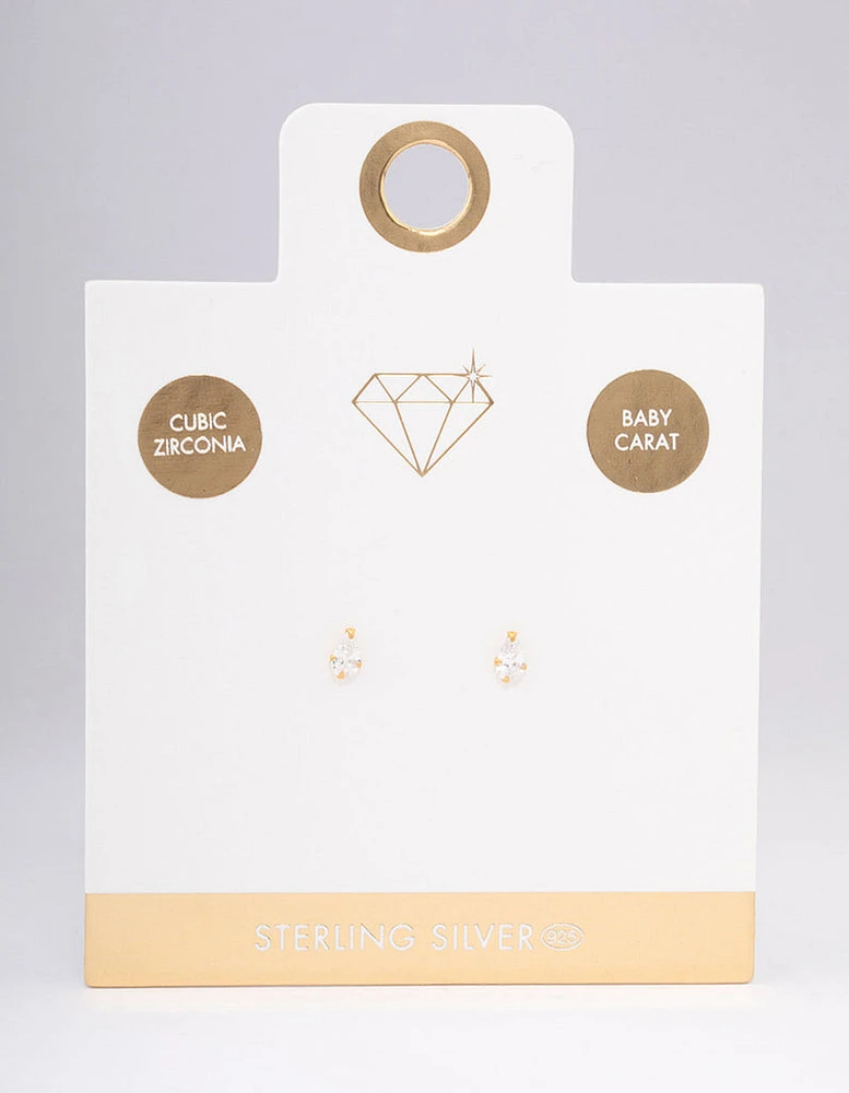 Gold Plated Sterling Silver Baby Pear Stud Earrings