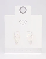 Sterling Silver Crystal Hoop Earrings 12mm