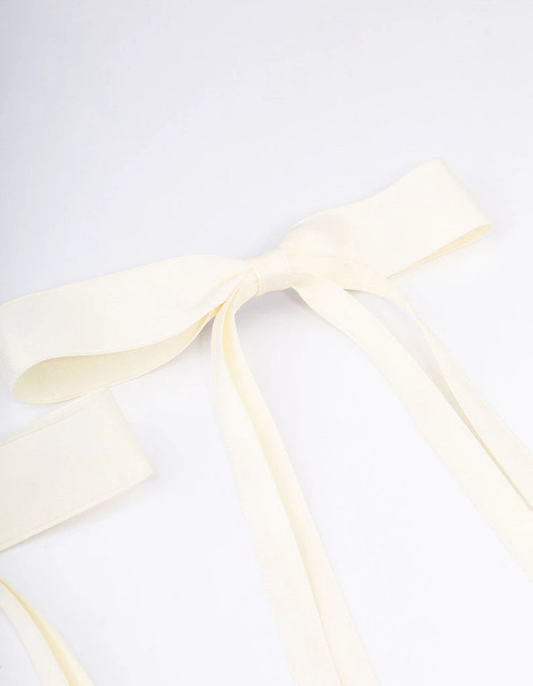 Cream Fabric Wide Skinny Hair Bow Pack