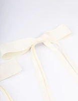 Cream Fabric Wide Skinny Hair Bow Pack