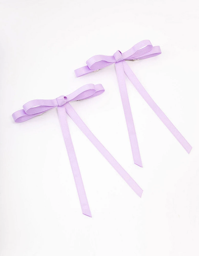 Lilac Fabric Double Loop Knotted Hair Bow Pack