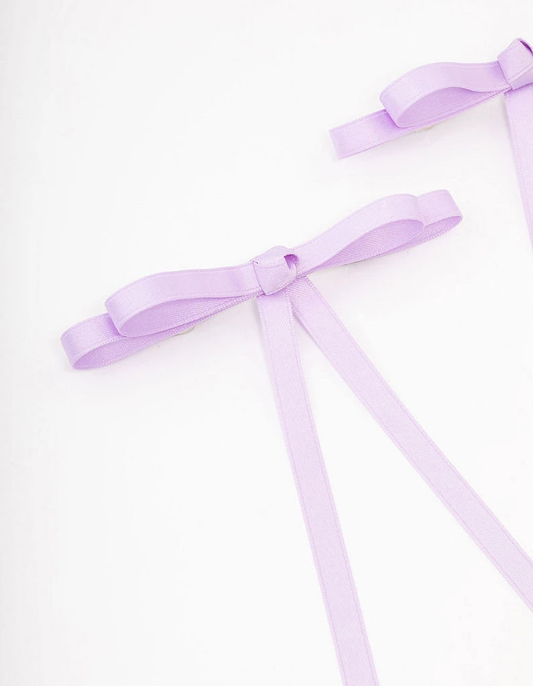 Lilac Fabric Double Loop Knotted Hair Bow Pack