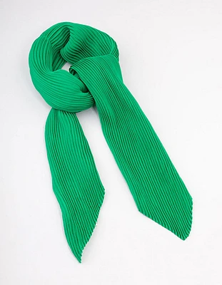 Fabric Green Pleated Satin Scarf