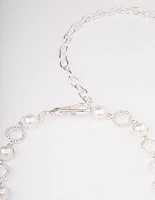 Silver Pearl & Diamante Open Circle Belt