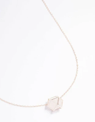 Rose Gold Clear Quartz Semi-Precious Shard Cage Necklace