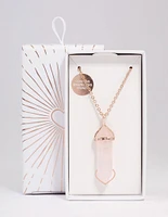 Rose Gold Semi-Precious Rose Quartz Statement Shard Necklace