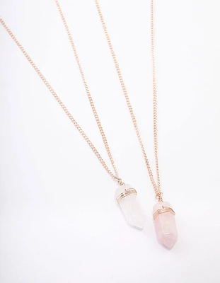 Rose Gold Mixed Semi-Precious Wrapped Shard Necklace Pack