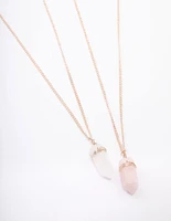 Rose Gold Mixed Semi-Precious Wrapped Shard Necklace Pack