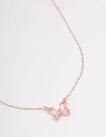 Rose Gold Pink Butterfly Pendant Necklace