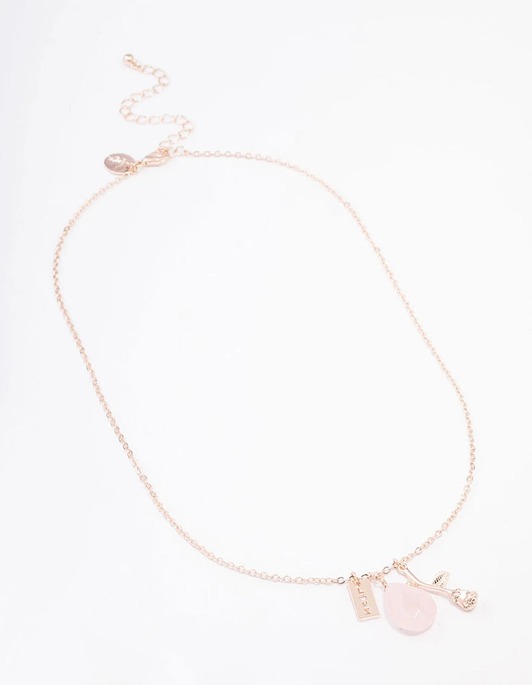 Rose Gold Semi-Precious Rose Quartz Love Necklace