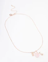 Rose Gold Semi-Precious Rose Quartz Love Necklace