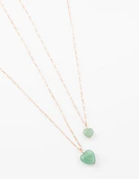 Rose Gold Semi-Precious Mini Heart Necklace Pack