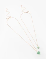 Rose Gold Semi-Precious Mini Heart Necklace Pack