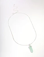 Silver Green Fluorite Shard Pendant Necklace