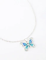 Silver Statement Diamante Butterfly Necklace