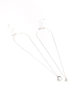 Silver 'Mumma' Script Mini Heart Necklace Pack