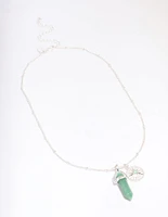 Silver Green Fluorite Shard Disc Necklace