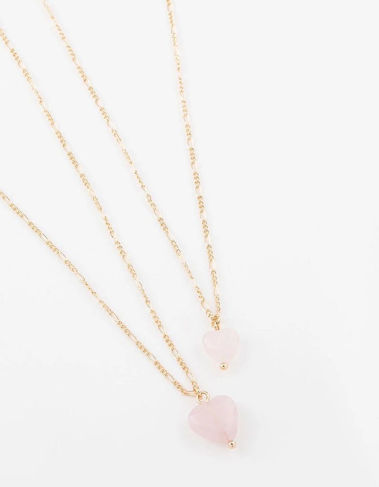 Gold Semi-Precious Mini Heart Necklace Pack