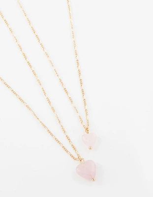 Gold Semi-Precious Mini Heart Necklace Pack