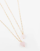 Gold Semi-Precious Mini Heart Necklace Pack