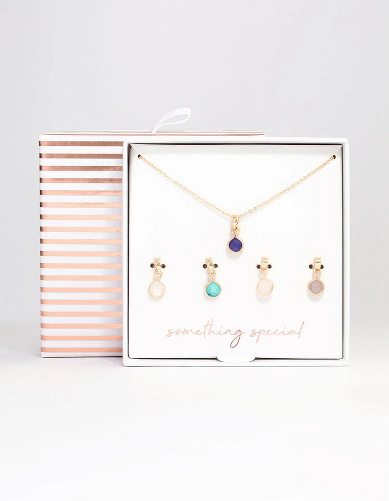 Gold Mixed Semi-Precious Charm Necklace Pack