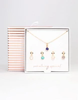 Gold Mixed Semi-Precious Charm Necklace Pack