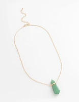 Gold Green Semi-Precious Stone Bottle Necklace