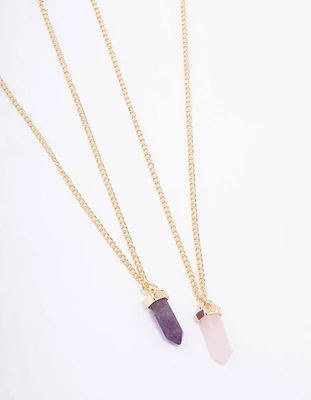 Gold Semi-Precious Mini Shard Necklace Pack