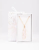 Gold Clear Quartz Wire Shard Pendant Necklace