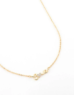 Gold Plated Cubic Zirconia Love Script Necklace