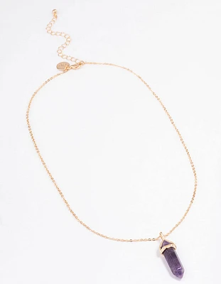 Gold Amethyst Pendant Necklace