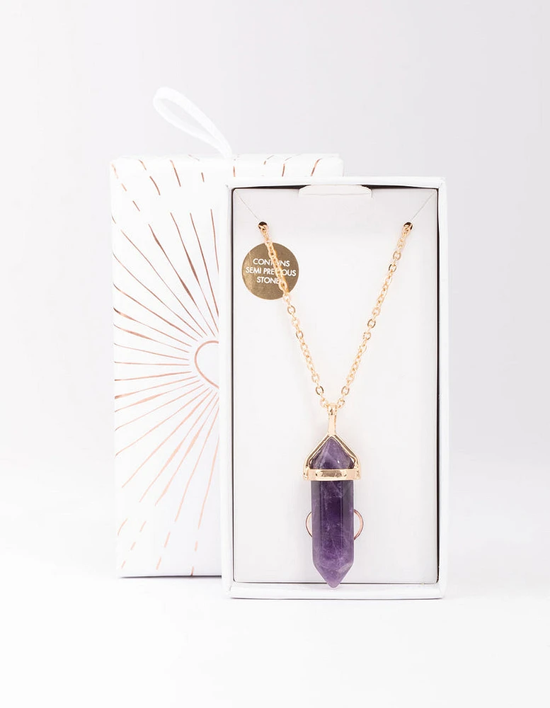 Gold Amethyst Pendant Necklace