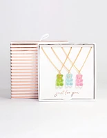 Gold Acrylic Gummy Bear Necklace 3-Pack