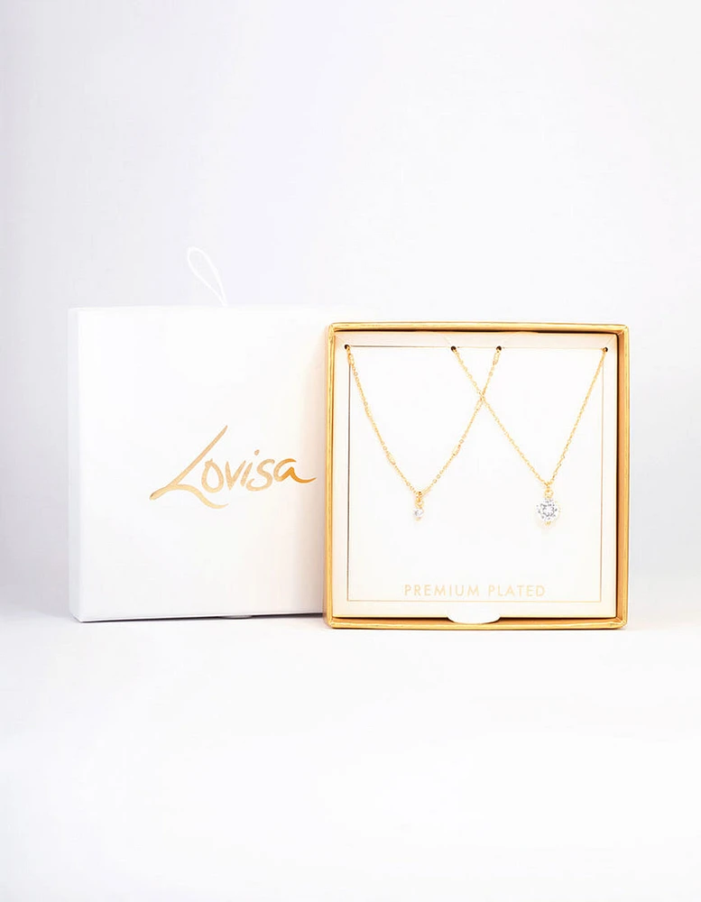 Gold Plated Delicate Cubic Zirconia Necklace Pack