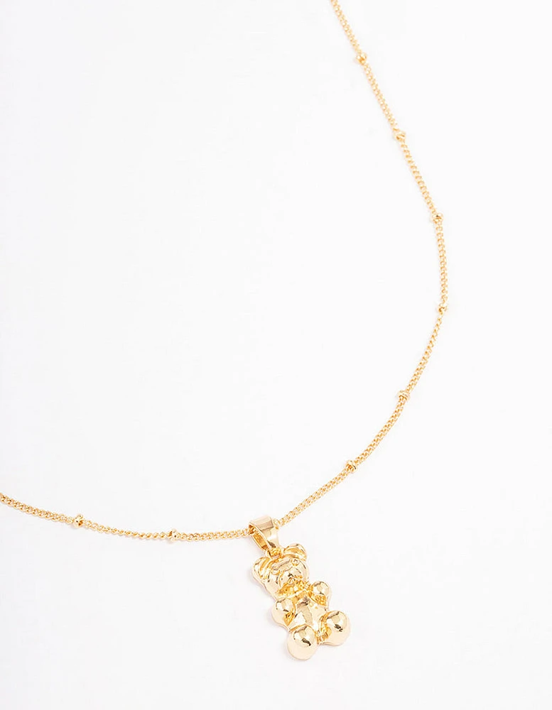 Gold Plated Bear Station Short Necklace