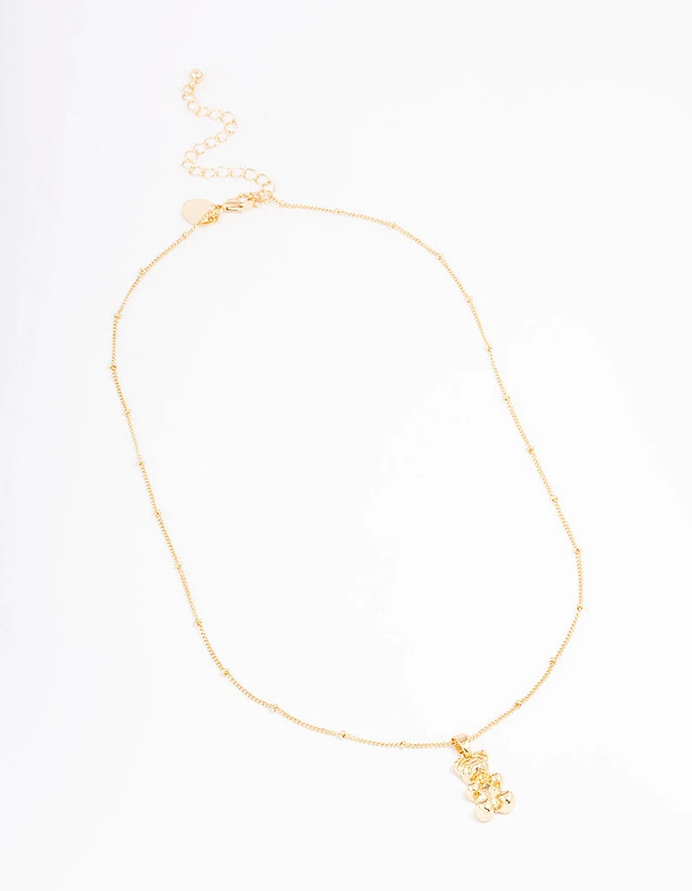 Gold Plated Bear Station Short Necklace