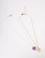 Mixed Metal Semi-Precious Heart Necklace Pack