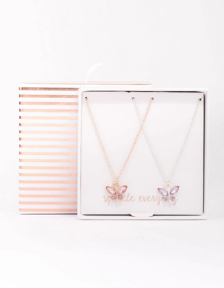 Mixed Metal Mini Butterfly Necklace Pack