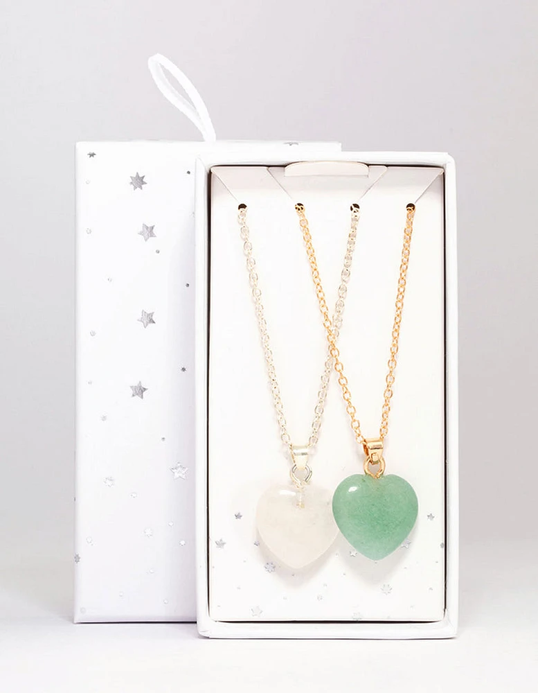 Mixed Metal Semi-Precious Heart Necklace Pack